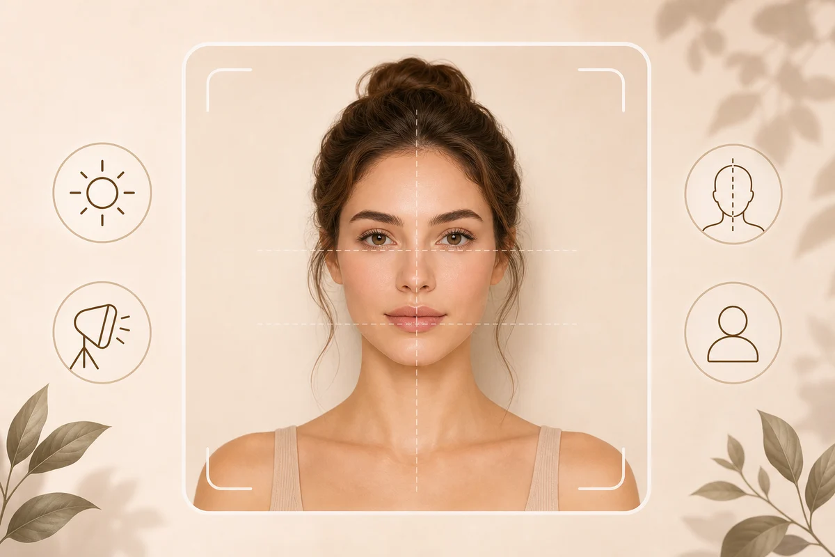 Good front-facing photo setup for face shape analysis