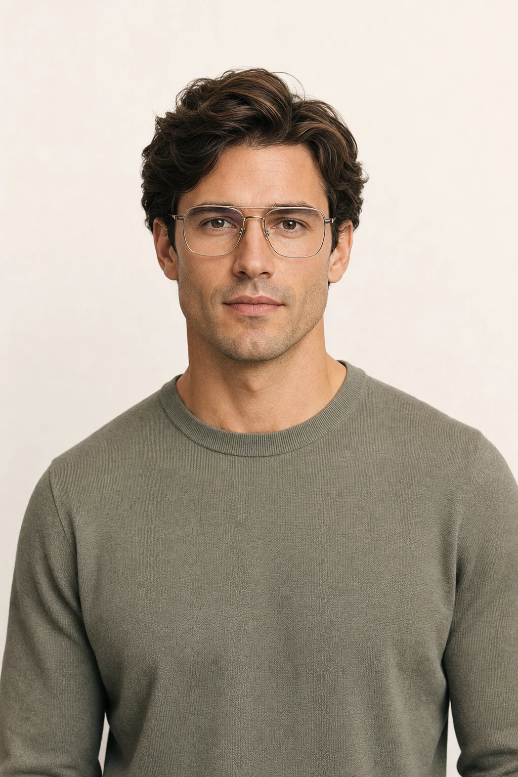 Men glasses preview for a heart face shape using light aviator or soft rectangle frames