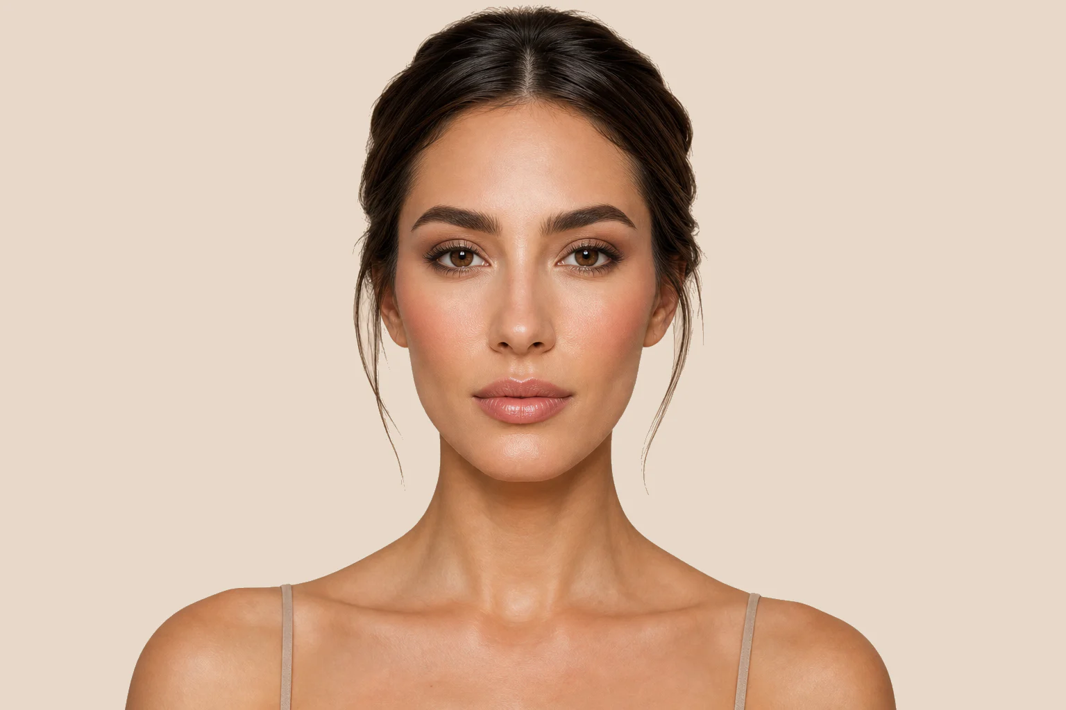 Make-up-Vorschau mit nach außen verblendetem Rouge und leichter Konturplatzierung für eine längliche Gesichtsform