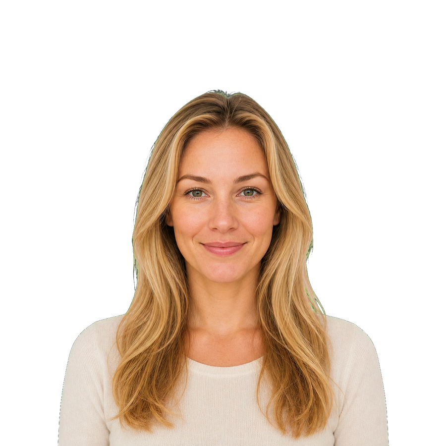 Four oval face shape example portraits showing soft, longer, wider, and cheekbone-visible variations：Cheekbone-visible oval face shape