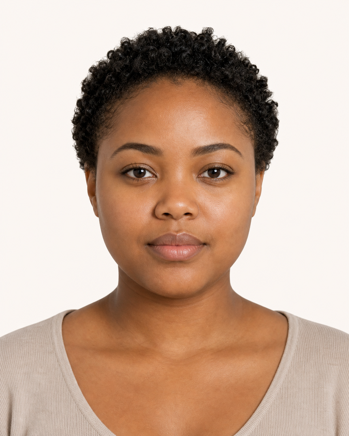 Round face shape example portraits showing soft, compact, wider, and fuller-cheek variations: Soft round face shape