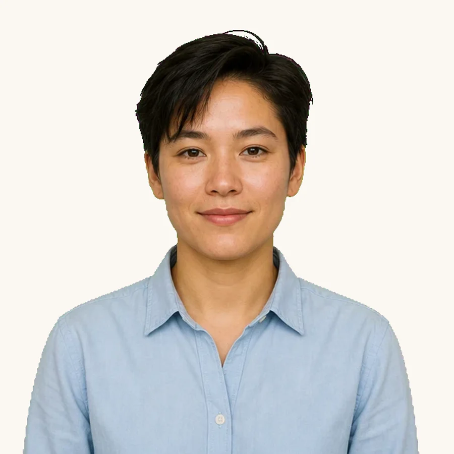 Square Face Shape example portraits showing natural variations: Compact square face shape