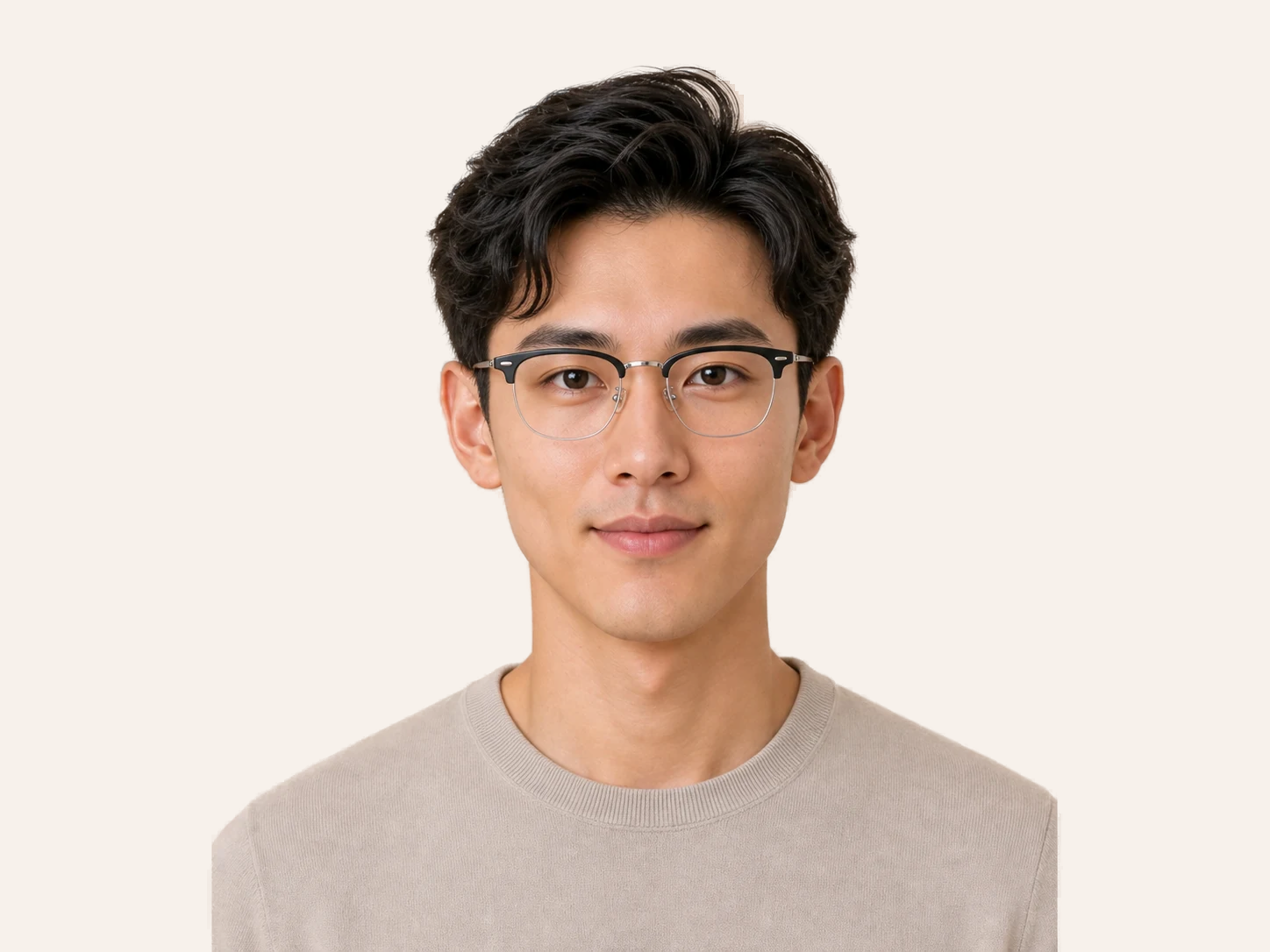 Browline glasses for diamond face men