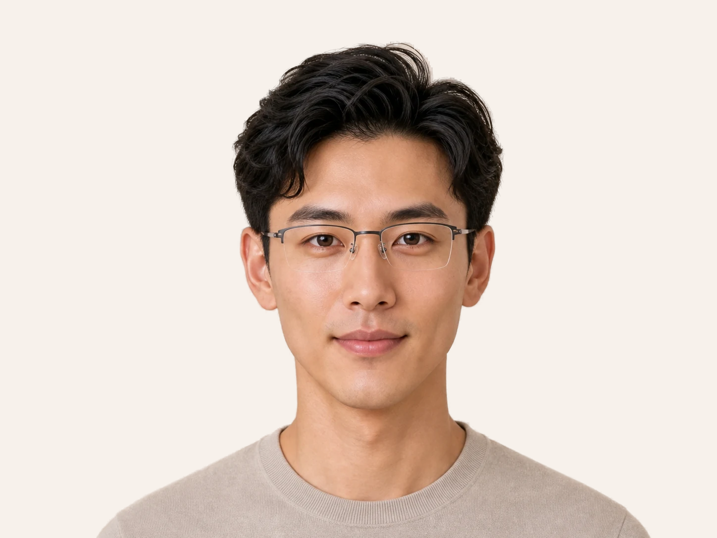 Semi-Rimless glasses for diamond face