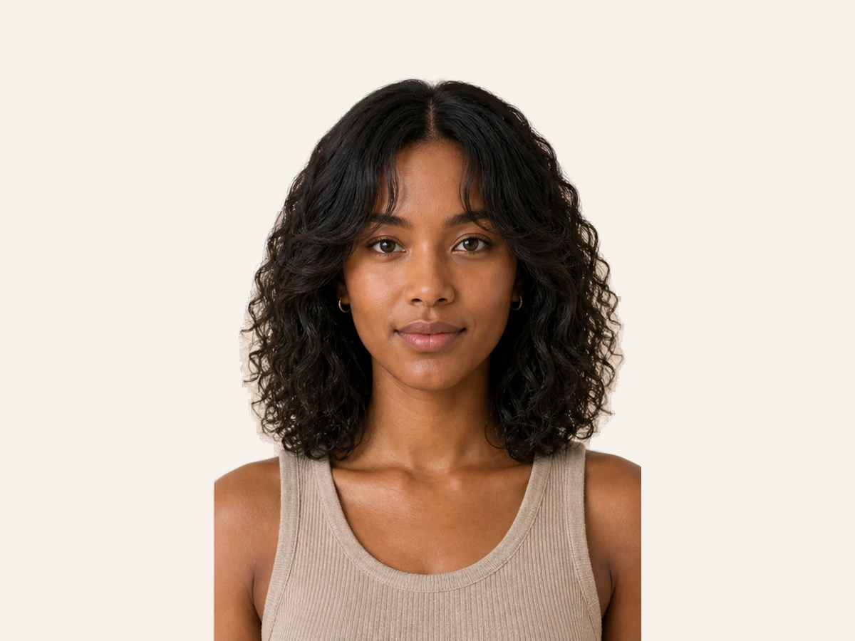 Soft Curtain Fringe hairstyle for diamond face