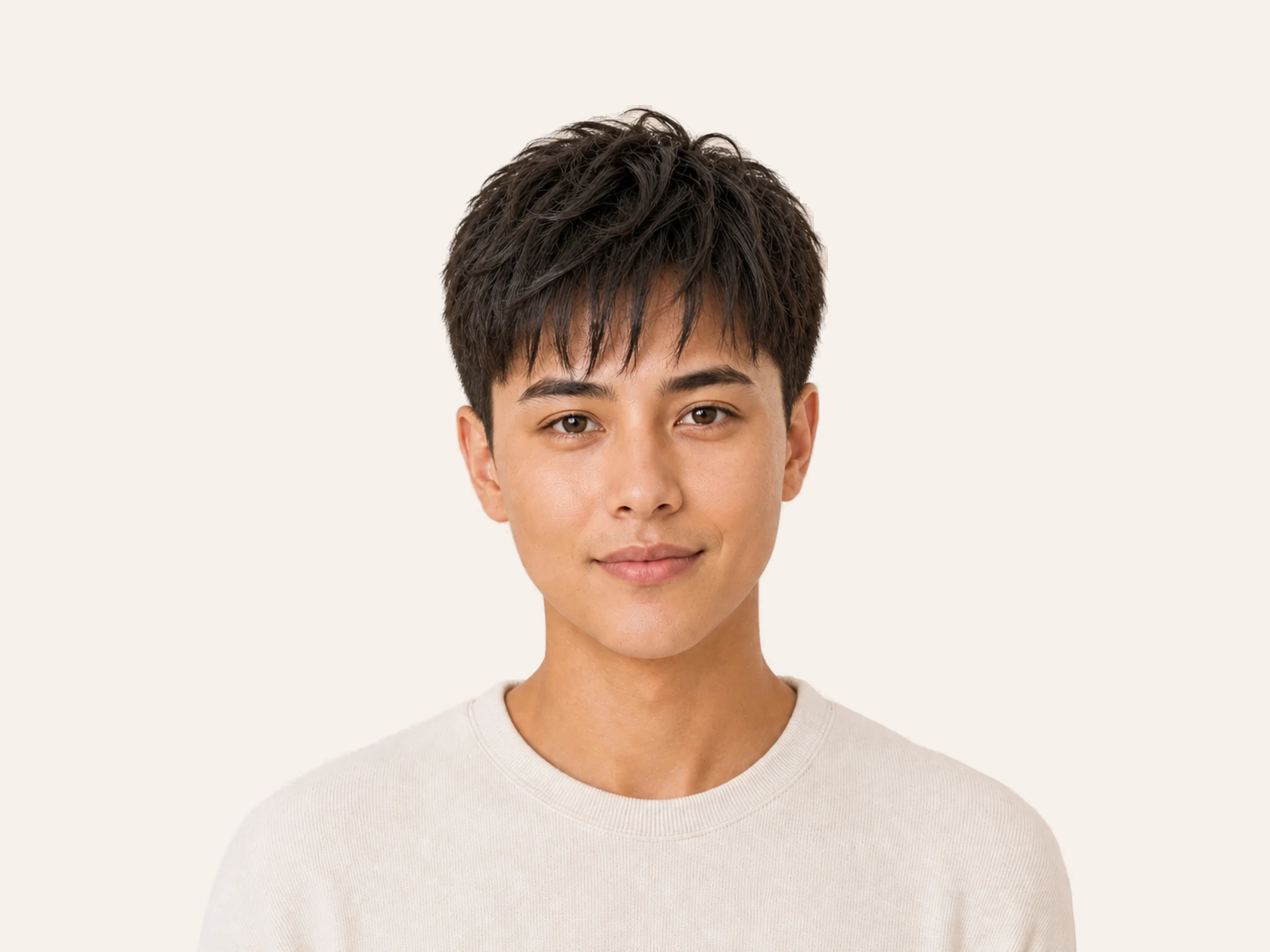 Textured Fringe hairstyle for heart face
