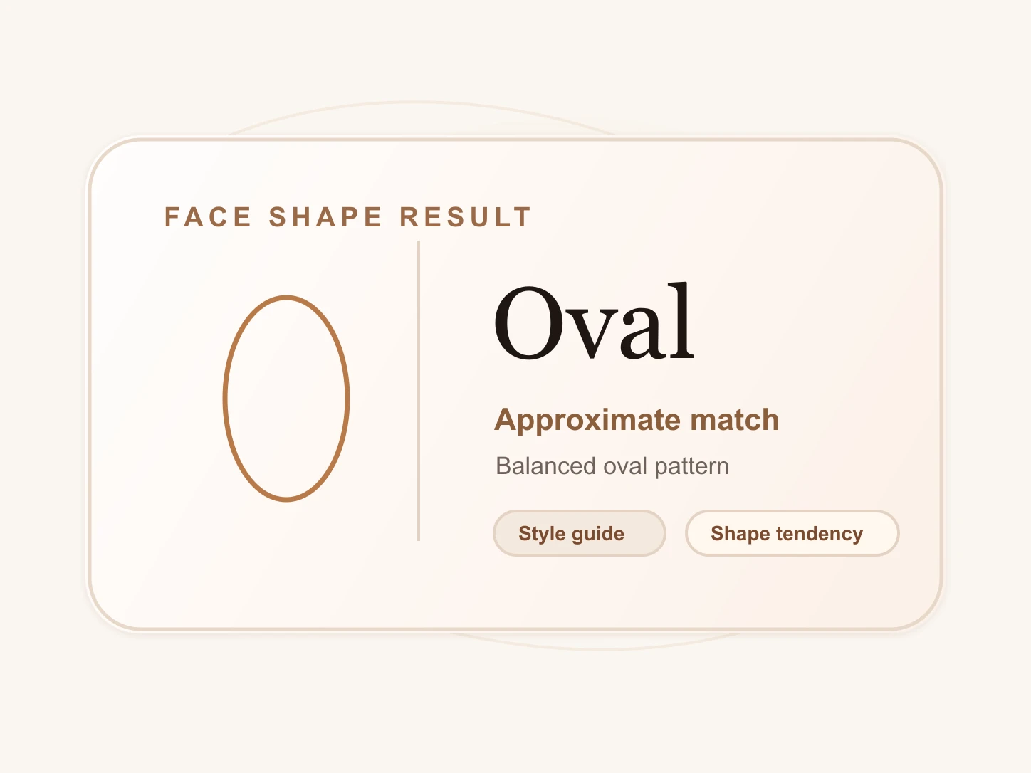 Oval face shape result card