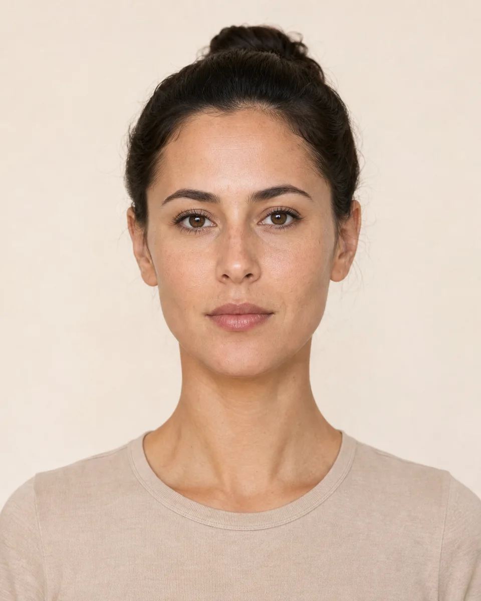 Generated example of a clear front-facing photo suitable for face-shape analysis