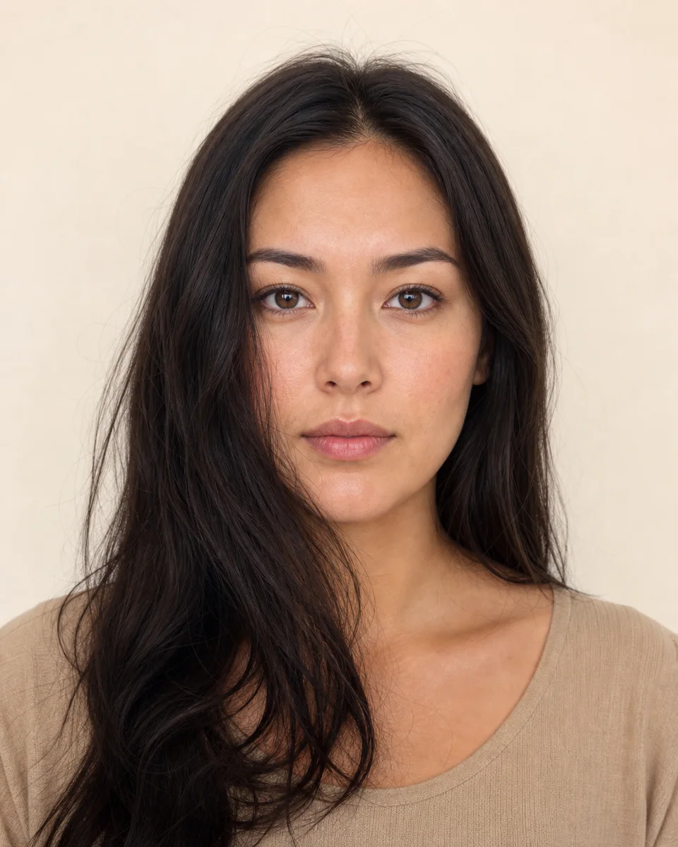 Generated example of hair covering the jawline