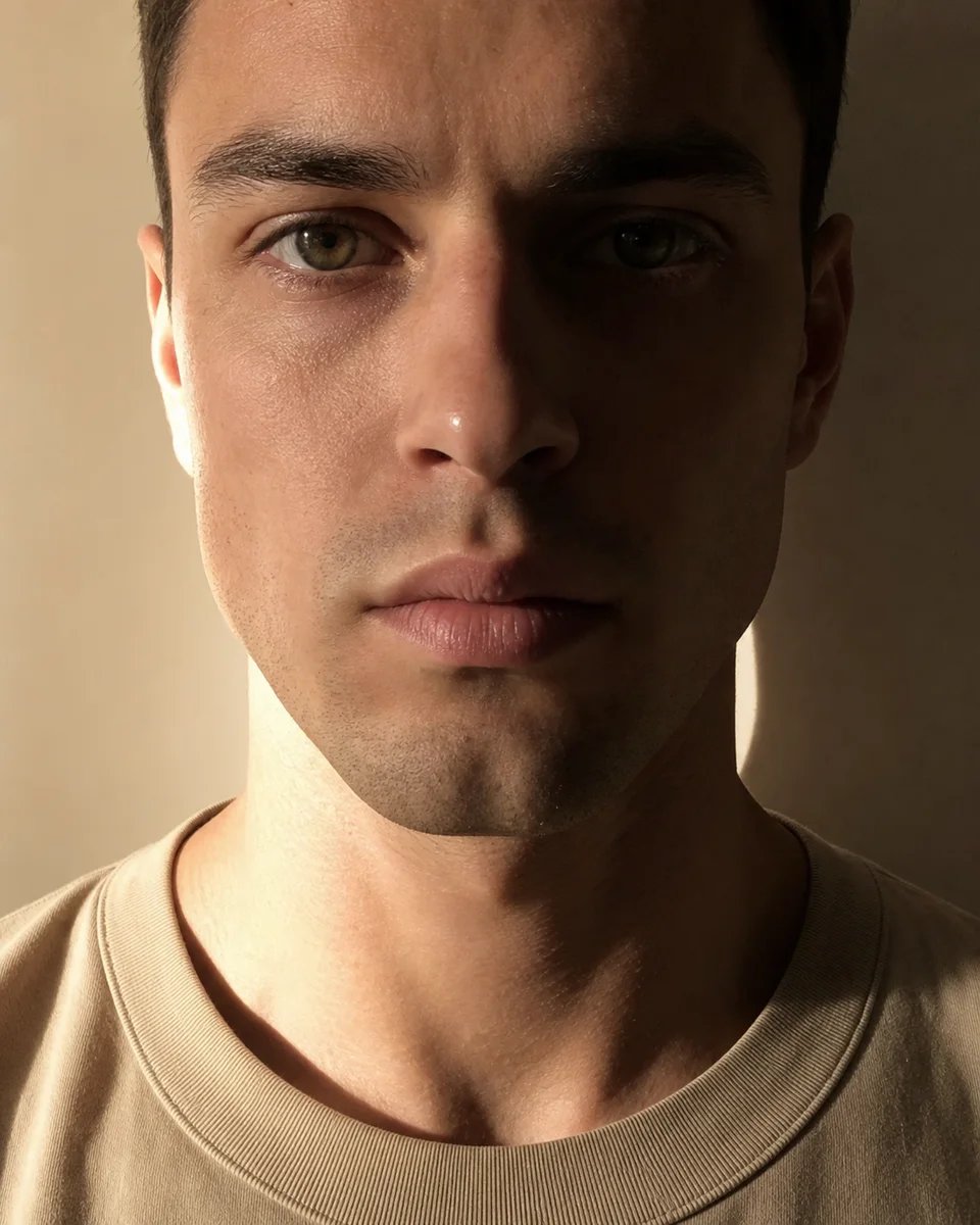 Generated example with heavy side shadow and cropped forehead